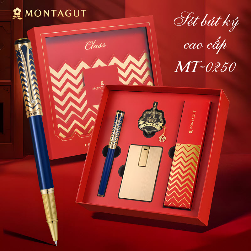 Bộ quà tặng bút ký cao cấp MT0250 màu xanh Relief cao cấp
